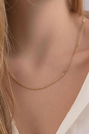 14 Ayar Altın Gurmet Zincirde Fiyonk Detaylı Kolye 2.50 mm