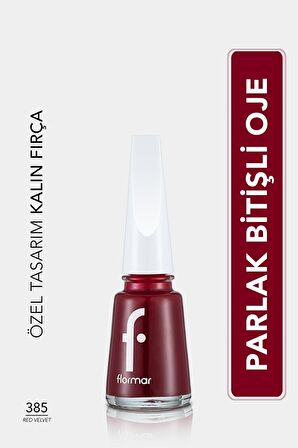 Flormar Klasik Parlak Bitişli Yüksek Pigmentli Oje - Nail Enamel- 385 Red Velvet New- 8682536035965