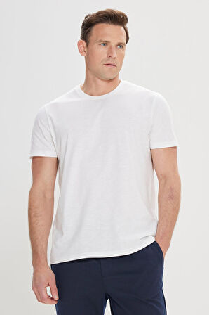 Slim Fit Dar Kesim %100 Pamuk Bisiklet Yaka Tişört