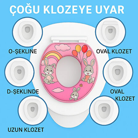 Tutmaçlı Hayvan Figürlü Çocuk Klozet Adaptörü – Yumuşak Minderli, Kaymaz ve Uyumlu Tasarım