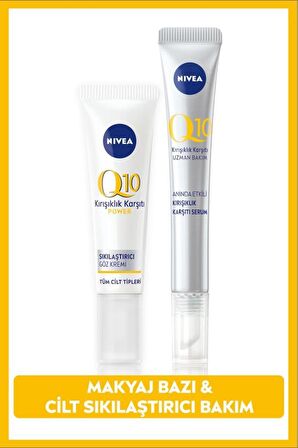 Nivea Q10 Kırışıklık Karşıtı Sıkılaştırıcı Göz Bakım Kremi 15ml ve Q10 Cilt Serumu, Yaşlanma Karşıtı 15ml