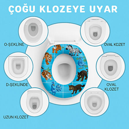 Hayvan Figürlü Çocuk Klozet Adaptörü – Yumuşak Minderli, Kaymaz, Taşınabilir ve Eğlenceli Tasarım