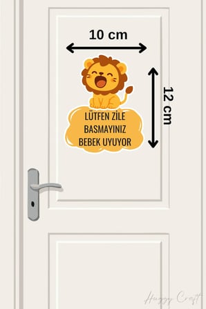 Huggy Craft Lütfen Zile Basmayınız Bebek Uyuyor Kapı Zili Etiketi - Sevimli Aslan Sticker