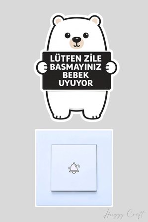 Huggy Craft Lütfen Zile Basmayınız Bebek Uyuyor Kapı Zili Etiketi - Sevimli Panda Sticker v2