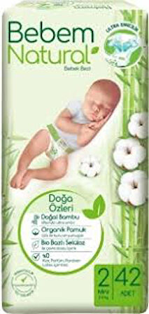 Bebem Natural Bebek Bezi Natural Jumbo Pk Beden:2 3-6 kg Mini 42 Adet