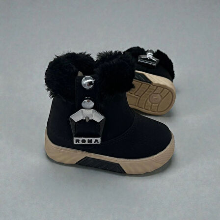 UNISEX ÇOCUK KAYMAZ TABAN TÜY DETAYLI BOT 