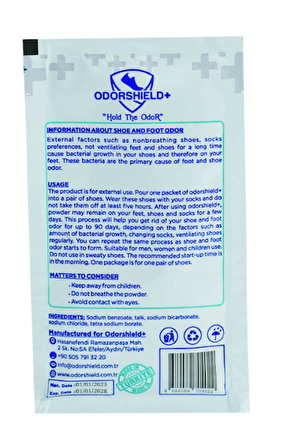 Odorshield+ 1 Adet Ayakkabı - Ayak Kokusu Giderici / Önleyici Toz 15gr. 90 Güne Kadar Etkili