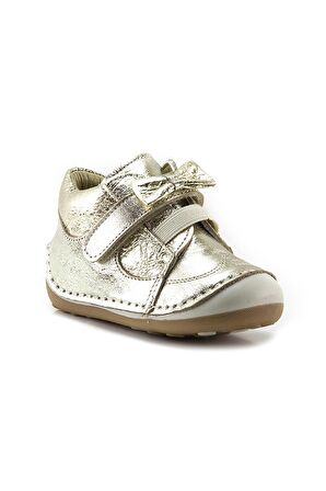 Mnpc Kız Çocuk Altın Deri Ortopedik Destekli İlk Adım Bot