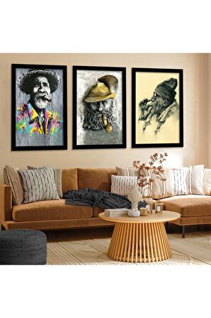 Gümüş Aynalı Pleksi Çerçeveli Malikül Mülk Dini Üçlü Mdf Tablo Seti