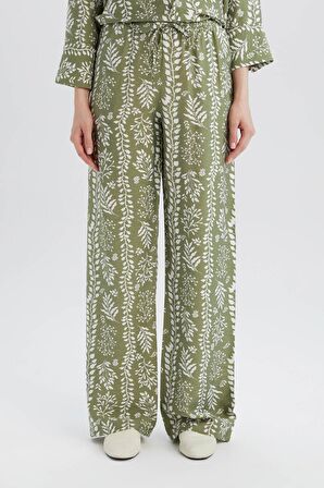 DeFacto Rahat Palazzo Pantolon Wide Leg Geniş Bol Paça Desenli Yüksek Bel C4042AX25SPGN698