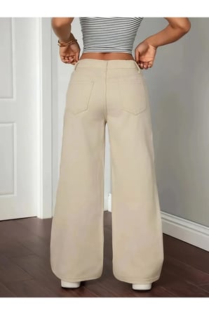Astrid Kadın Bej Jeans Palazzo Salaş Rahat Jean Yüksek Bel Denim Kot Pantolon Beekeplzsiyah