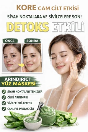 BEGISUN Detoks Etkili Kore Cam Cilt Maske 100 ml | Aloe Vera Niacinamide Karşıtı