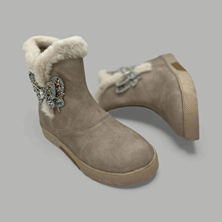  KIZ ÇOCUK KELEBEK FİGÜR BEJ RENK KAYMAZ TABAN BOT