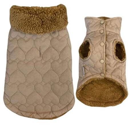 Gedyco Bej Kapitone İçi Peluşlu Küçük Irk Köpek Yeleği