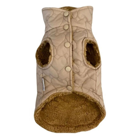 Gedyco Bej Kapitone İçi Peluşlu Küçük Irk Köpek Yeleği