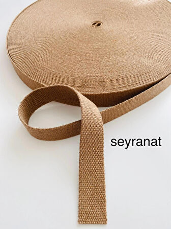 Bej-Açık Kahverengi Şerit Kolon Dar Dokuma 3 cm 3 Metre Çanta Askısı Sapı