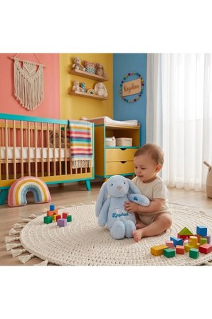 Kişiye Özel İsimli Peluş Oyuncak Tavşan - Kese Hediyeli - Doğum Günü Hediyesi - Kişiselleştirilebilir Çocuk Bebek Hediyesi - Anneler Günü - Yeni Doğum Hediyesi -