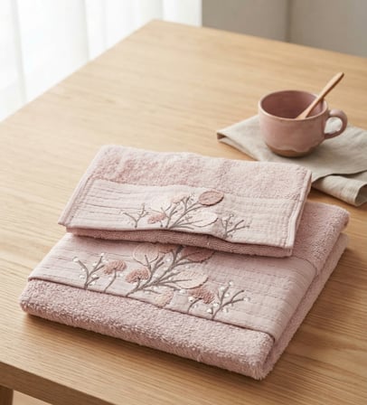 Beliz Süzene Bambu Bürümcük Analı Kızlı Havlu Seti (1 Adet 30x50 cm ve 1 Adet 50x90 cm ) %70 Bambu %30 Pamuk