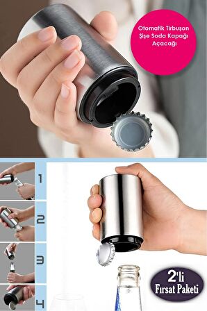2li Otomatik Basmalı Şişe Kapak Açacağı Multi Fonksiyonel Hızlı Meşrubat Soda Kapağı Açma
