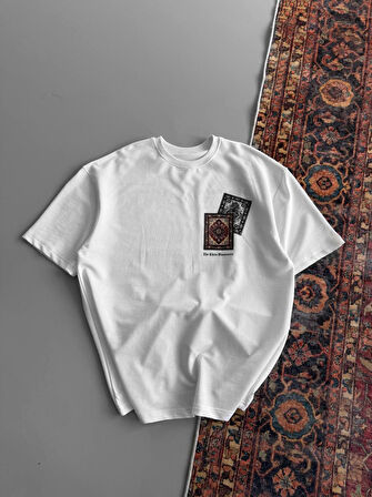 2 İPLİK LİKRALI OVERSIZE TİŞÖRT - KİLİM DESENLİ OVERSIZE T-SHIRT