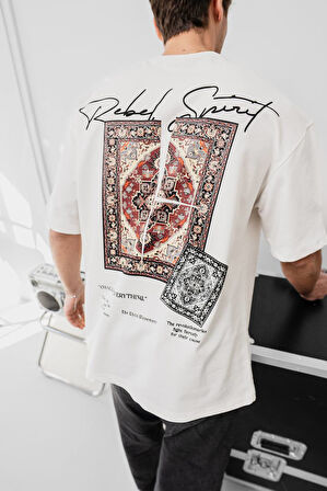 2 İPLİK LİKRALI OVERSIZE TİŞÖRT - KİLİM DESENLİ OVERSIZE T-SHIRT