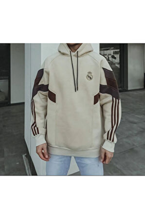 KAPÜŞONLU REAL SWEATSHIRT - ÇOK KALİTELİ DİKİŞ DETAYLI KOL MADRİD SWEAT