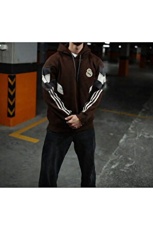 KAPÜŞONLU REAL SWEATSHIRT - ÇOK KALİTELİ DİKİŞ DETAYLI KOL MADRİD SWEAT