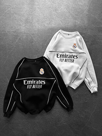 %100 PENYE PAMUK KUMAŞ ŞARDONLU OVERSİZE SWEAT MADRİD REAL