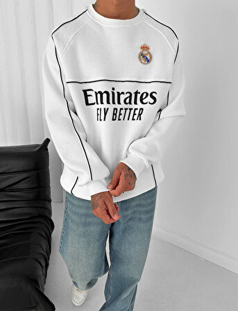 %100 PENYE PAMUK KUMAŞ ŞARDONLU OVERSİZE SWEAT MADRİD REAL