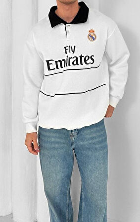 MADRİD OVERSİZE %100 PENYE KALİTELİ ŞARDONLU KUMAŞ YAKALI SPOR SWEAT