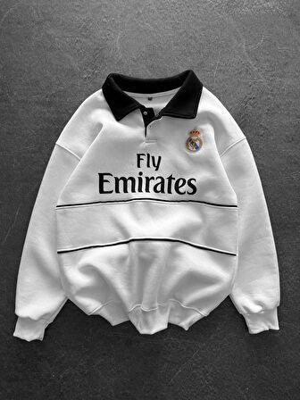MADRİD OVERSİZE %100 PENYE KALİTELİ ŞARDONLU KUMAŞ YAKALI SPOR SWEAT