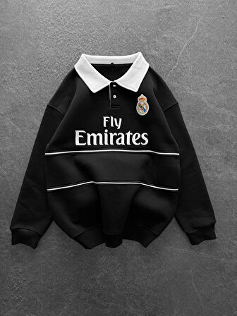 MADRİD OVERSİZE %100 PENYE KALİTELİ ŞARDONLU KUMAŞ YAKALI SPOR SWEAT