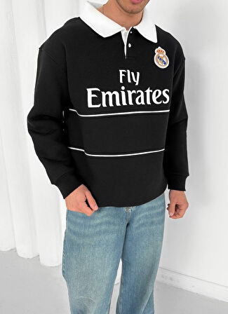 MADRİD OVERSİZE %100 PENYE KALİTELİ ŞARDONLU KUMAŞ YAKALI SPOR SWEAT