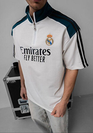 OVERSIZE MADRİD FERMUAR YAKA TİŞÖRT - REAL t-shirt FERMUAR YAKA TENİS TİŞÖRT