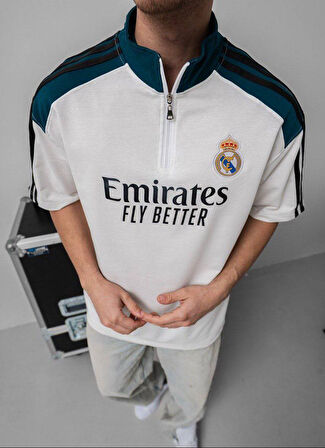 OVERSIZE MADRİD FERMUAR YAKA TİŞÖRT - REAL t-shirt FERMUAR YAKA TENİS TİŞÖRT