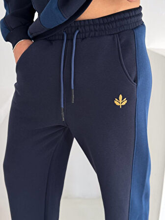 SARI LACİVERT KALİTELİ EŞOFMAN TAKIMI - OVERSIZE 3 İPLİK ŞARDONLU %100 PENYE SPOR EŞOFMAN TAKIM