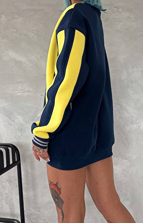 %100 PAMUKLU PENYE ŞARDONLU SWEAT - SARI KIRMIZI - SARI LACİVERT - ASLAN - KANARYA