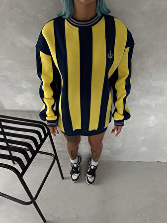 %100 PAMUKLU PENYE ŞARDONLU SWEAT - SARI KIRMIZI - SARI LACİVERT - ASLAN - KANARYA