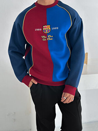 OVERSIZE BARCA BORDO MAVİ SWEATSHIRT - MES QUE UN CLUB BARCELONA SWEAT