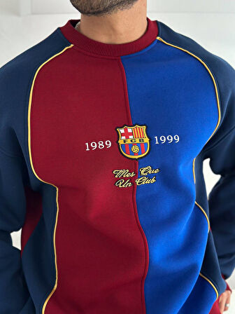 OVERSIZE BARCA BORDO MAVİ SWEATSHIRT - MES QUE UN CLUB BARCELONA SWEAT