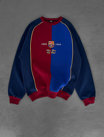 OVERSIZE BARCA BORDO MAVİ SWEATSHIRT - MES QUE UN CLUB BARCELONA SWEAT