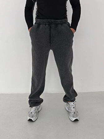 OVERSIZE EŞOFMAN PANTOLON STOPER PAÇA - ŞARDONLU PENYE EŞOFMAN