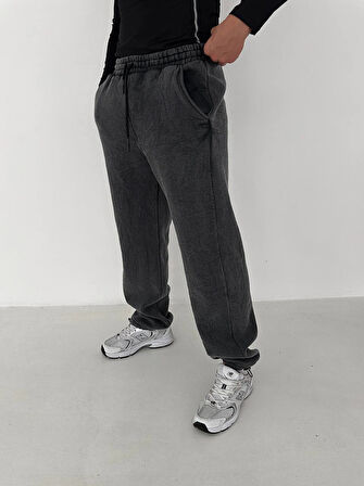 OVERSIZE EŞOFMAN PANTOLON STOPER PAÇA - ŞARDONLU PENYE EŞOFMAN