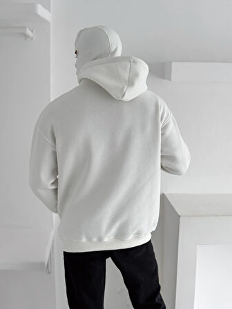 OVERSIZE KAPÜŞONLU NİNJA HIRKA - FERMUARLI PENYE ŞARDONLU MASKE KAPÜŞON