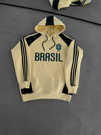 OVERSİZE KAPÜŞONLU ŞARDONLU SWEAT - BRASIL MUNIH MILAN ARJANTİN SWEAT KALİTELİ