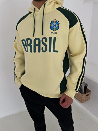 OVERSİZE KAPÜŞONLU ŞARDONLU SWEAT - BRASIL MUNIH MILAN ARJANTİN SWEAT KALİTELİ