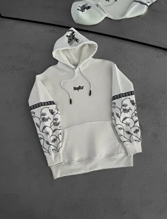 RAPTOR KARTAL KAPÜŞONLU SWEAT - SİYAH BEYAZ KARTAL OVERSIZE SWEAT