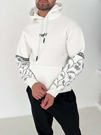 RAPTOR KARTAL KAPÜŞONLU SWEAT - SİYAH BEYAZ KARTAL OVERSIZE SWEAT