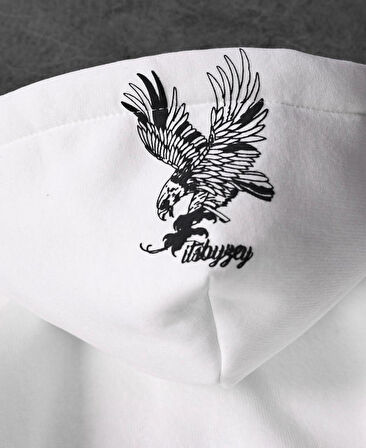 RAPTOR KARTAL KAPÜŞONLU SWEAT - SİYAH BEYAZ KARTAL OVERSIZE SWEAT