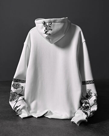 RAPTOR KARTAL KAPÜŞONLU SWEAT - SİYAH BEYAZ KARTAL OVERSIZE SWEAT